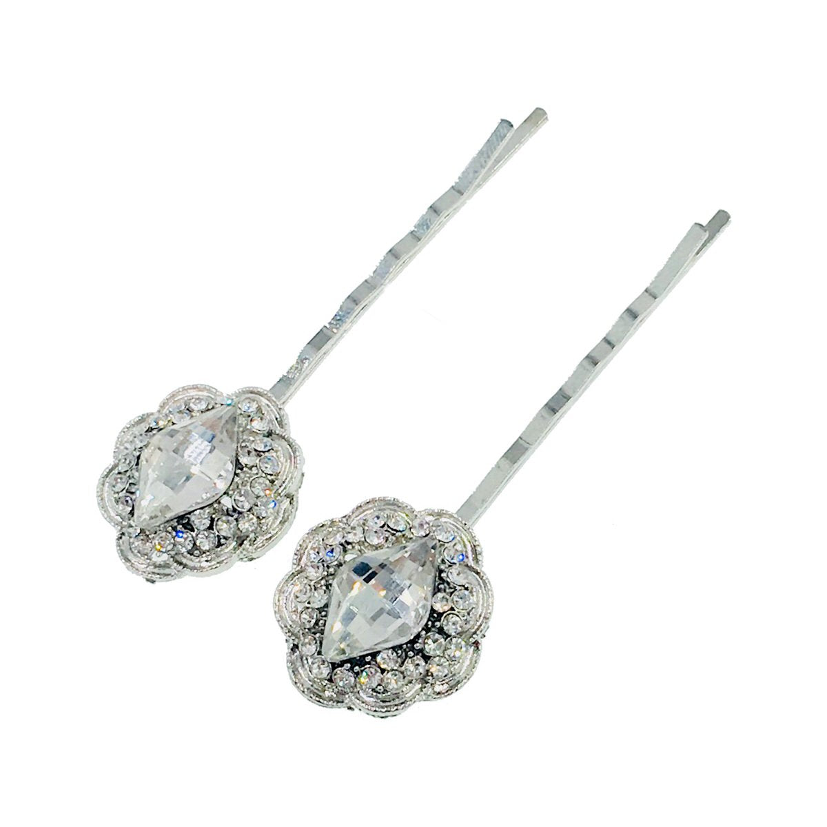 Pair of Vintage Rhinestone Bobby or Hair Pins, Big Rhinestones 