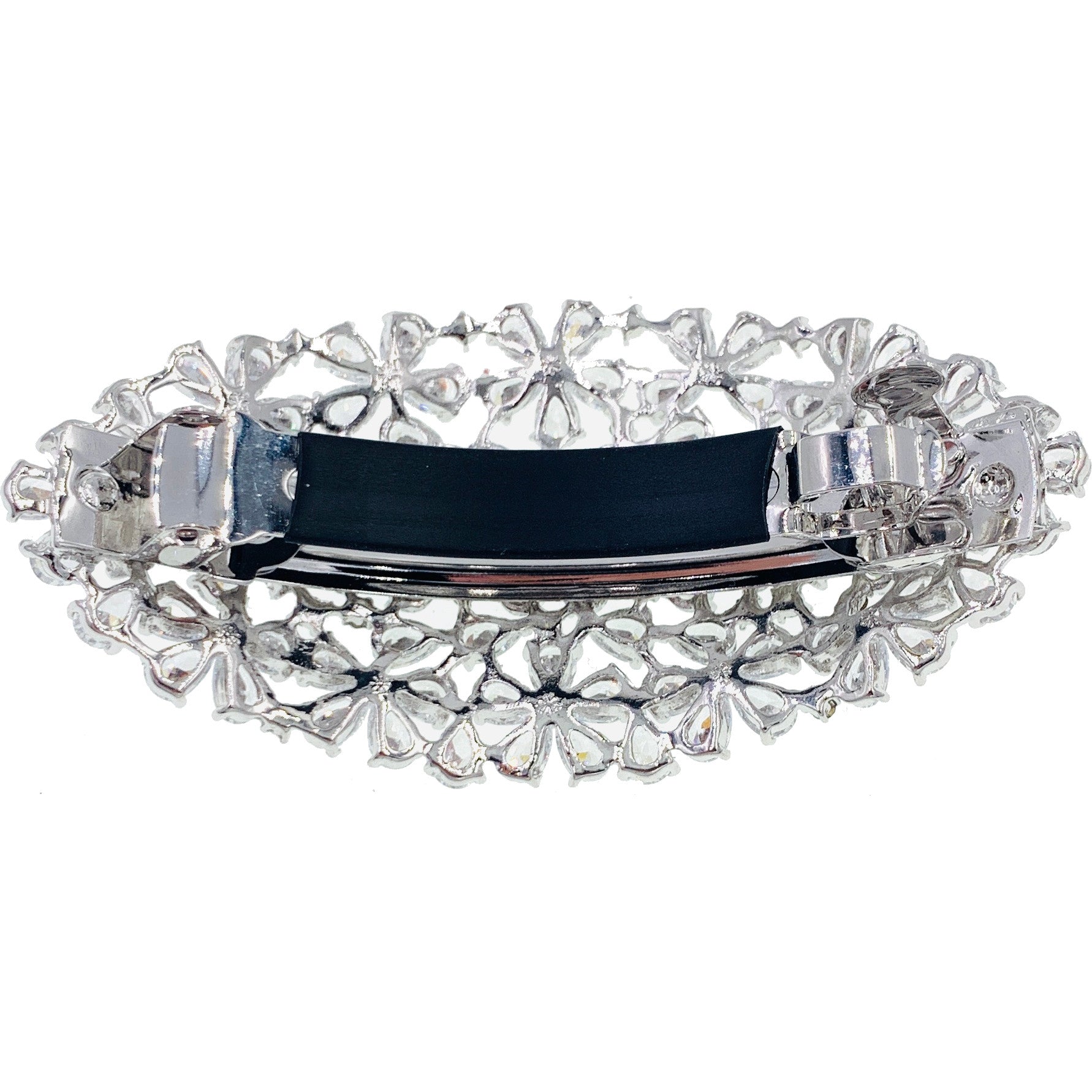 Lorraine Geo Flower Barrette Cubic Zirconia CZ Crystal Swarovski Elementary Crystal, Barrette - MOGHANT