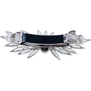 Capucine Peacock Barrette Cubic Zirconia CZ Crystal silver base clear purple navy blue, Barrette - MOGHANT