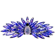 Capucine Peacock Barrette Cubic Zirconia CZ Crystal silver base clear purple navy blue, Barrette - MOGHANT