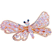 Monique Dragonfly Barrette Cubic Zirconia CZ Crystal gold base clear purple pink brown amber, Barrette - MOGHANT