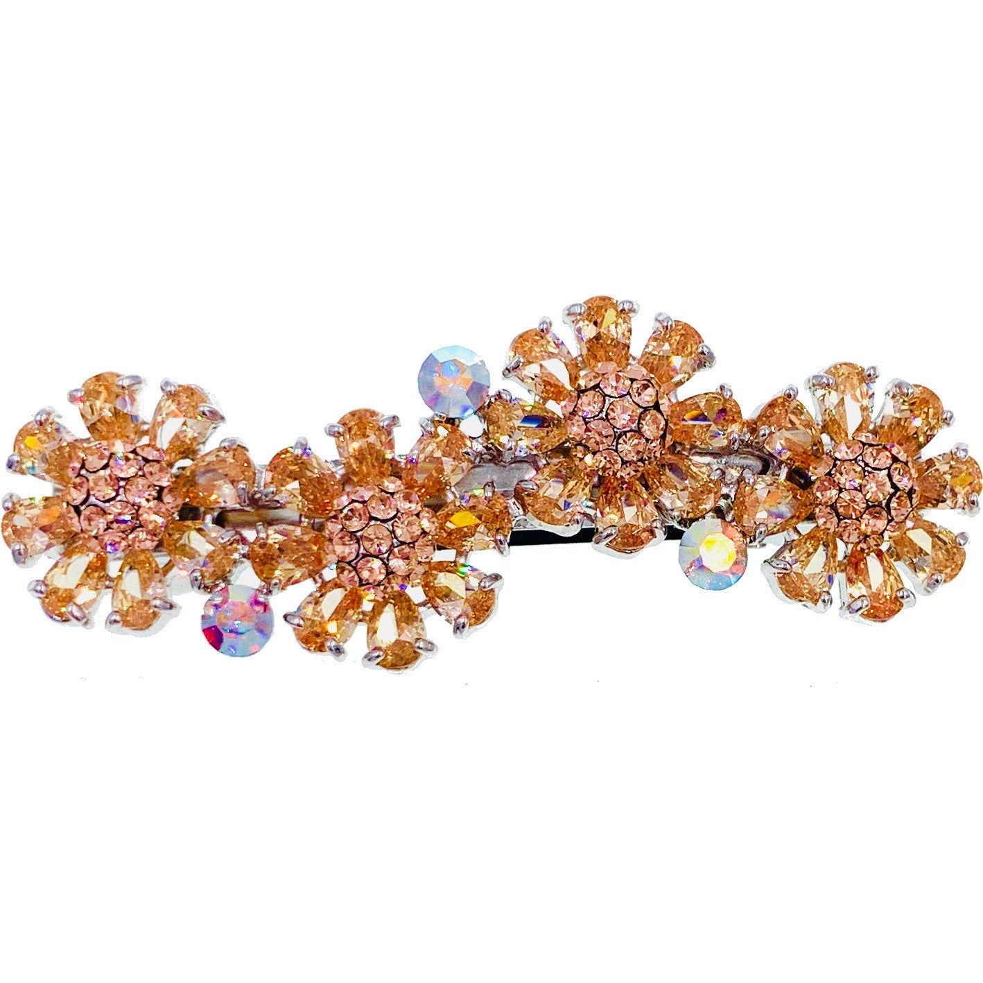 Drina Flower Barrette Cubic Zirconia CZ Crystal Swarovski Elementary Crystal, Barrette - MOGHANT