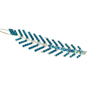 Fern Leaf Hair Clip Rhinestone Crystal silver base Blue Tourmaline Indicolite, Hair Clip - MOGHANT