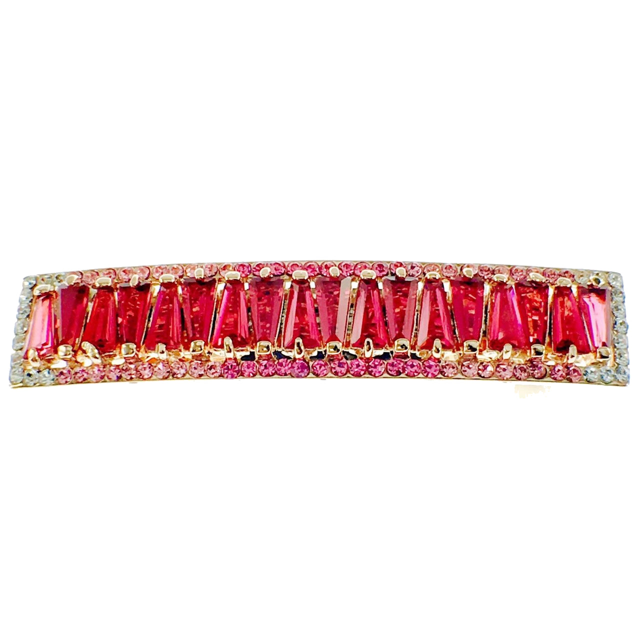 Bar Barrette Handmade use Swarovski Crystal gold base Hot Pink, Barrette - MOGHANT