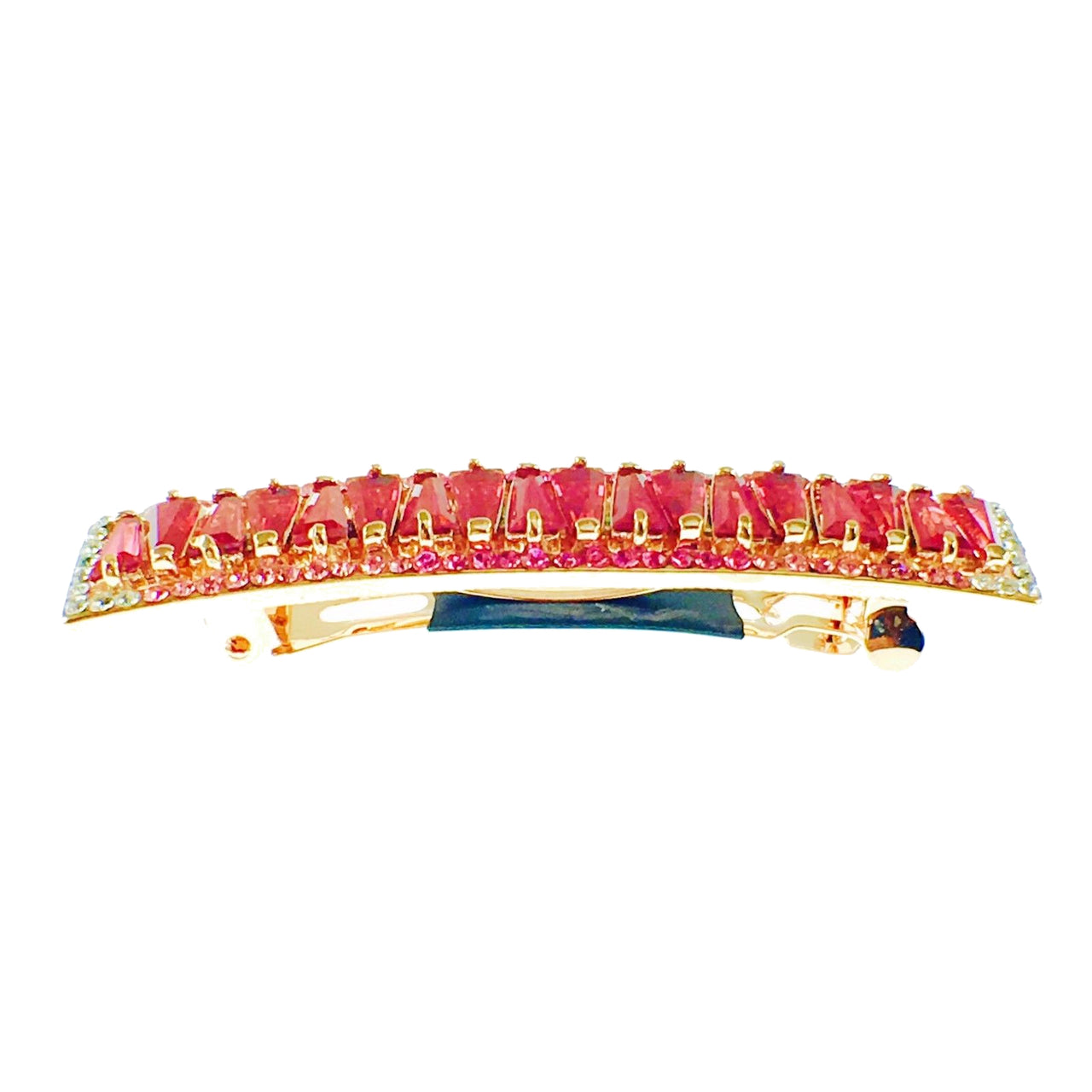 Bar Barrette Handmade use Swarovski Crystal gold base Hot Pink, Barrette - MOGHANT