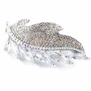 Leaf Barrette Handmade use Swarovski Crystal Silver, Barrette - MOGHANT