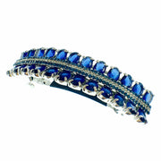 Petals Bar Barrette Handmade use Swarovski Crystal silver base Blue, Barrette - MOGHANT