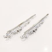 Love Hearts Bobby Pin Pair Swarovski Crystal silver base AB, Bobby Pin - MOGHANT