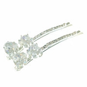 Love Hearts Bobby Pin Pair Swarovski Crystal silver base AB, Bobby Pin - MOGHANT