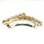 Flourish Leaves Barrette Handmade use Swarovski Crystal gold base Amber Light Brown, Barrette - MOGHANT