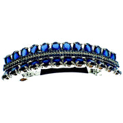 Petals Bar Barrette Handmade use Swarovski Crystal silver base Blue, Barrette - MOGHANT