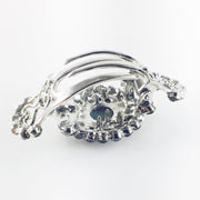 Sunflower Hair Claw Jaw Clip vintage use Rhinestone Crystal silver base Blue, Hair Claw - MOGHANT