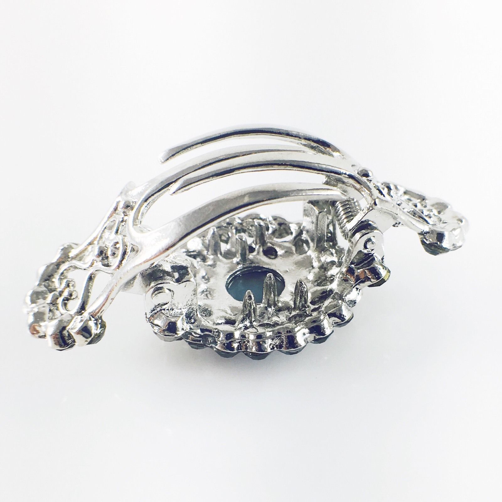 Sunflower Hair Claw Jaw Clip vintage use Rhinestone Crystal silver base Blue, Hair Claw - MOGHANT