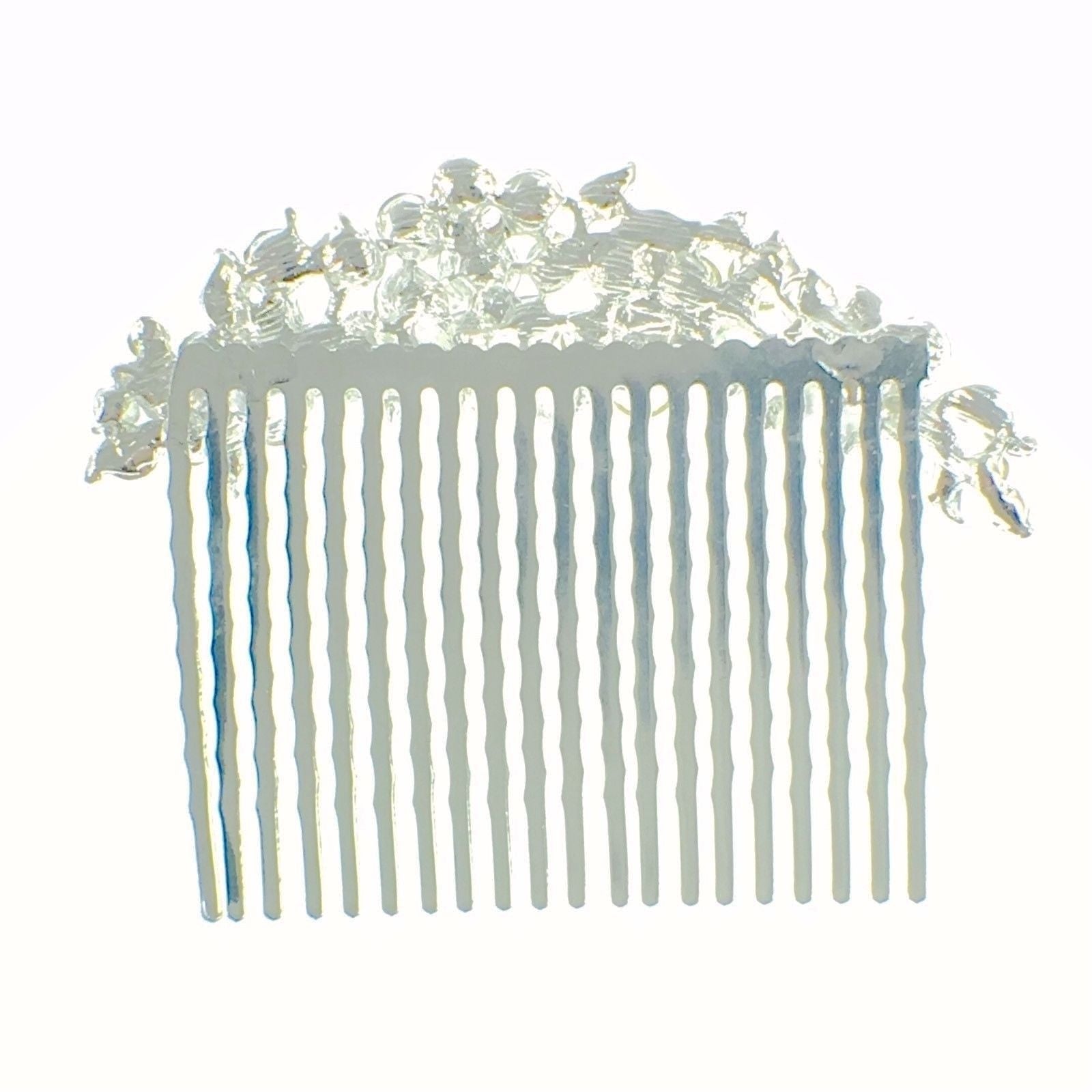 Fresh Floral Hair Comb Austrian Crystal Vintage Simple Flower silver base Green, Hair Comb - MOGHANT